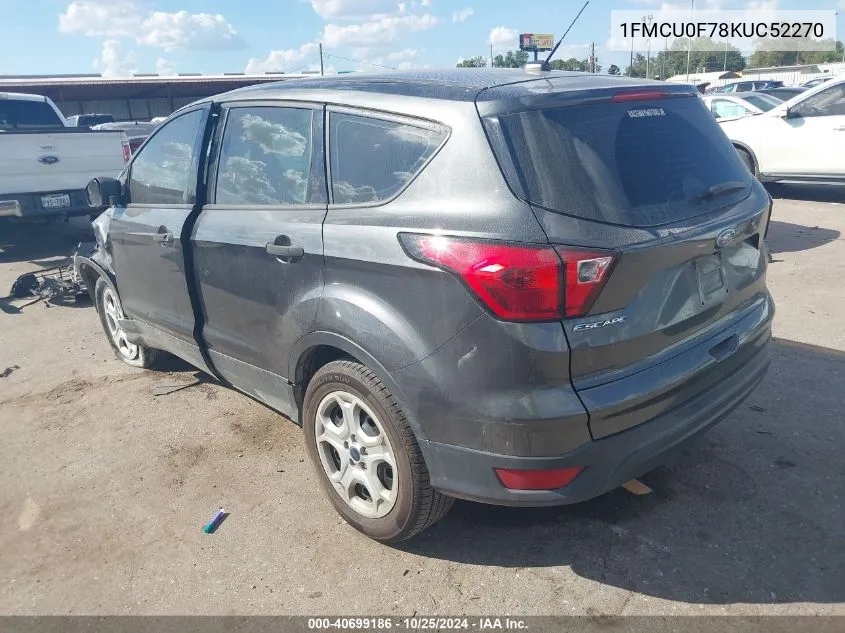 2019 Ford Escape S VIN: 1FMCU0F78KUC52270 Lot: 40699186