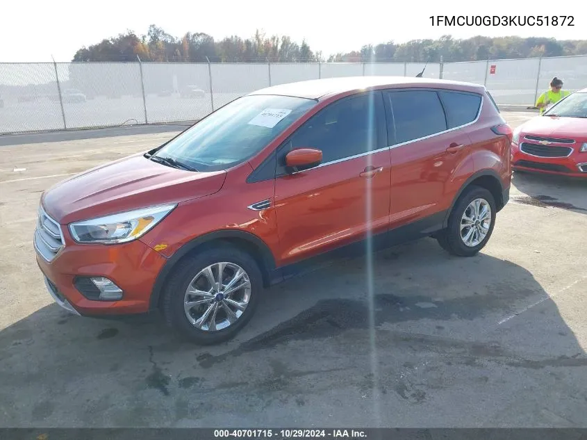 2019 Ford Escape Se VIN: 1FMCU0GD3KUC51872 Lot: 40701715