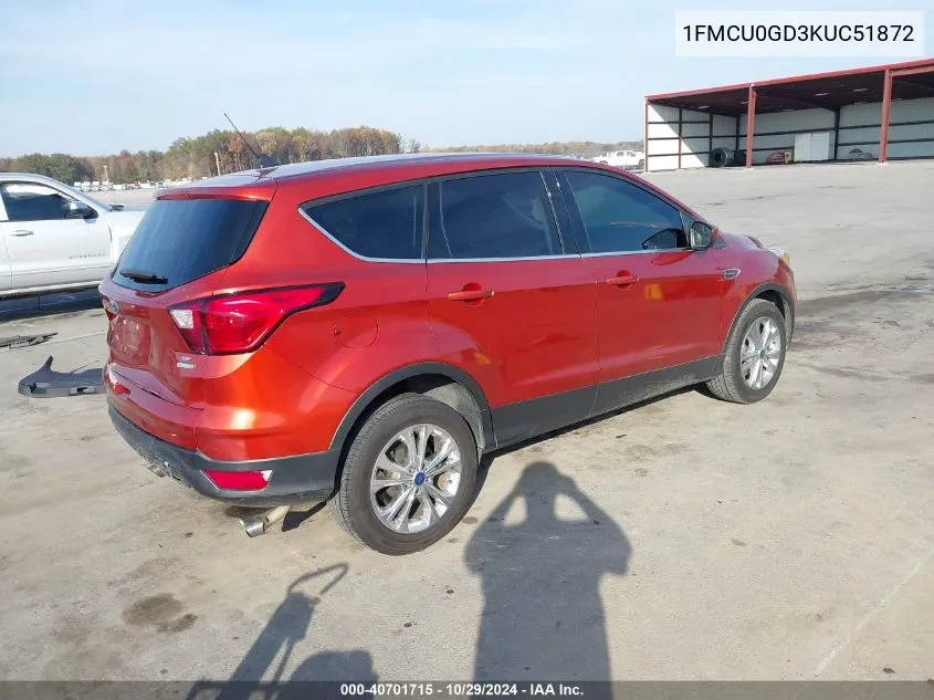 2019 Ford Escape Se VIN: 1FMCU0GD3KUC51872 Lot: 40701715