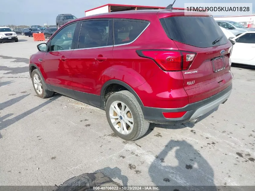 2019 Ford Escape Se VIN: 1FMCU9GD5KUA01828 Lot: 40706022