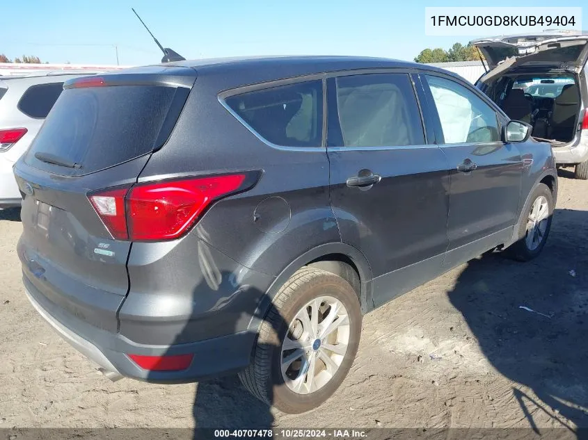 2019 Ford Escape Se VIN: 1FMCU0GD8KUB49404 Lot: 40707478