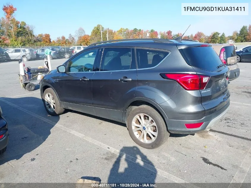 2019 Ford Escape Se VIN: 1FMCU9GD1KUA31411 Lot: 40711181