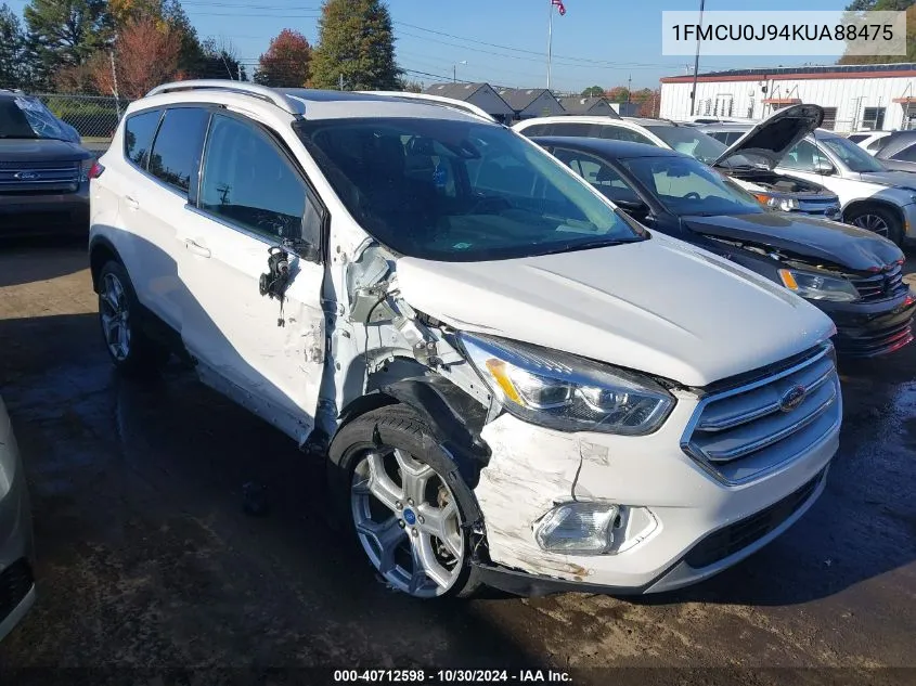 2019 Ford Escape Titanium VIN: 1FMCU0J94KUA88475 Lot: 40712598