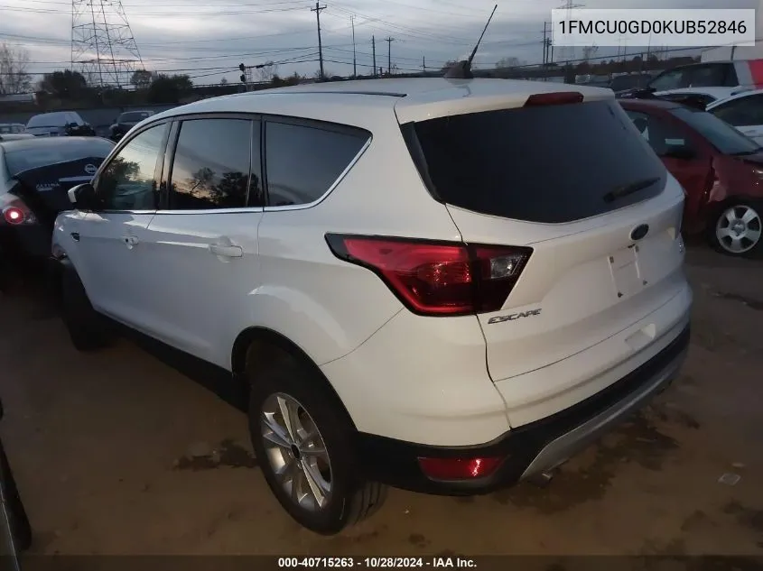 2019 Ford Escape Se VIN: 1FMCU0GD0KUB52846 Lot: 40715263