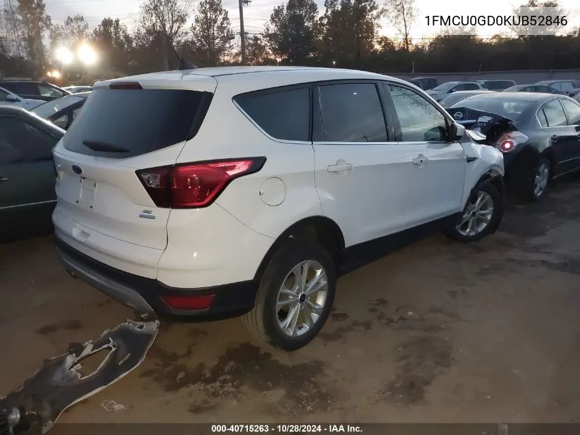 2019 Ford Escape Se VIN: 1FMCU0GD0KUB52846 Lot: 40715263