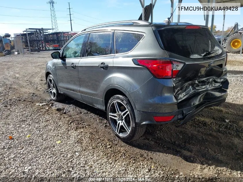 2019 Ford Escape Sel VIN: 1FMCU9HD0KUA49428 Lot: 40717011