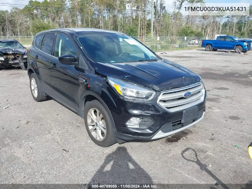 2019 Ford Escape Se VIN: 1FMCU0GD3KUA51431 Lot: 40789058