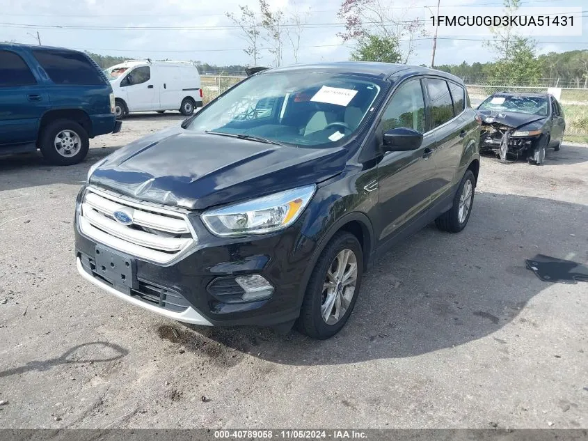 2019 Ford Escape Se VIN: 1FMCU0GD3KUA51431 Lot: 40789058