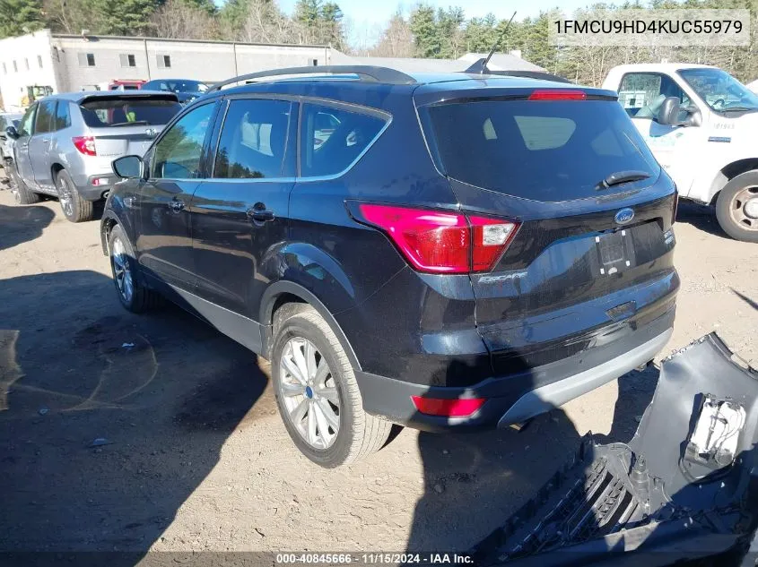 2019 Ford Escape Sel VIN: 1FMCU9HD4KUC55979 Lot: 40845666