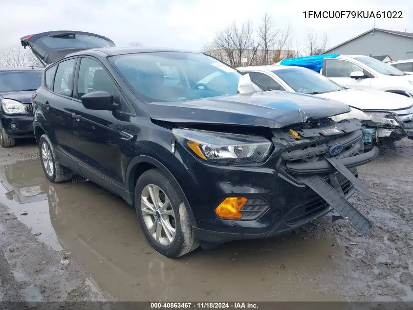 2019 Ford Escape S VIN: 1FMCU0F79KUA61022 Lot: 40863467