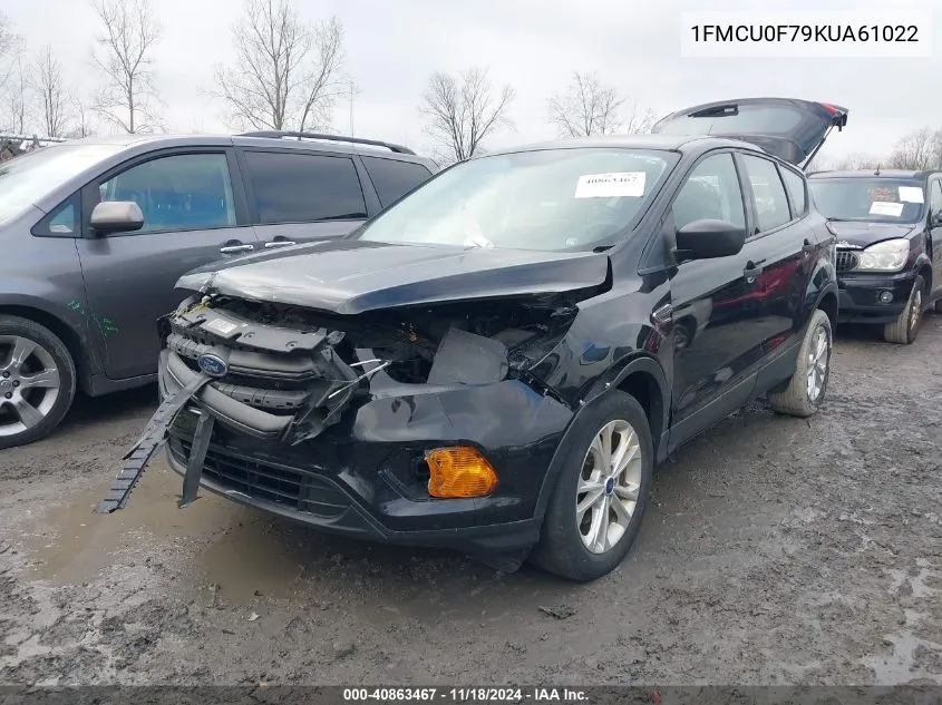 2019 Ford Escape S VIN: 1FMCU0F79KUA61022 Lot: 40863467