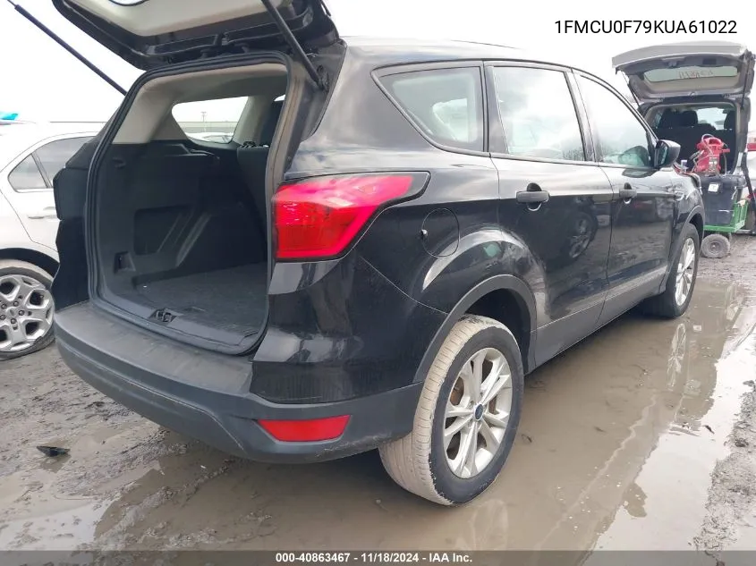 2019 Ford Escape S VIN: 1FMCU0F79KUA61022 Lot: 40863467