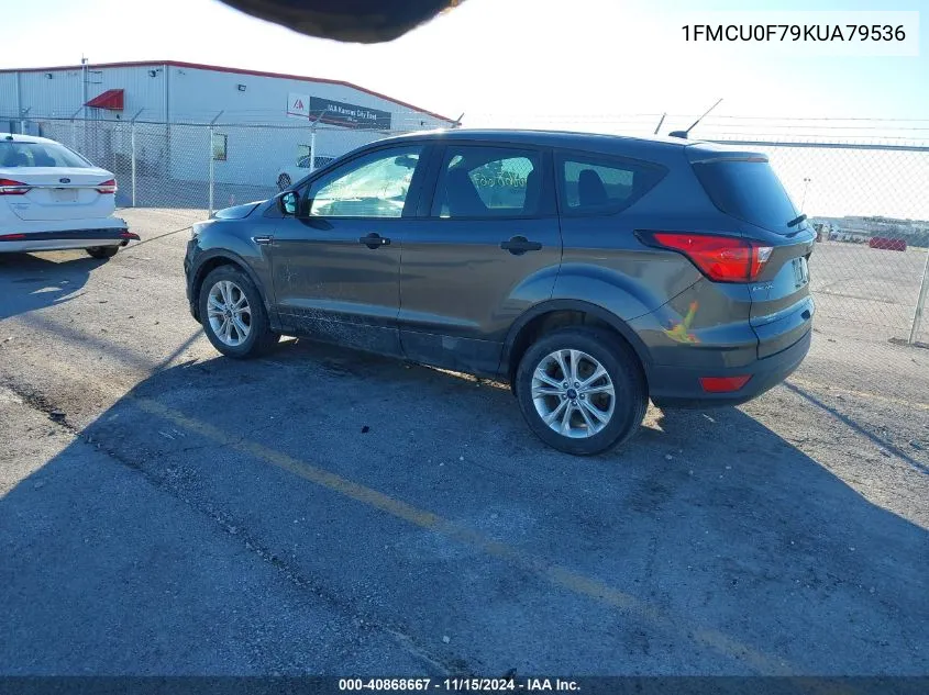 2019 Ford Escape S VIN: 1FMCU0F79KUA79536 Lot: 40868667