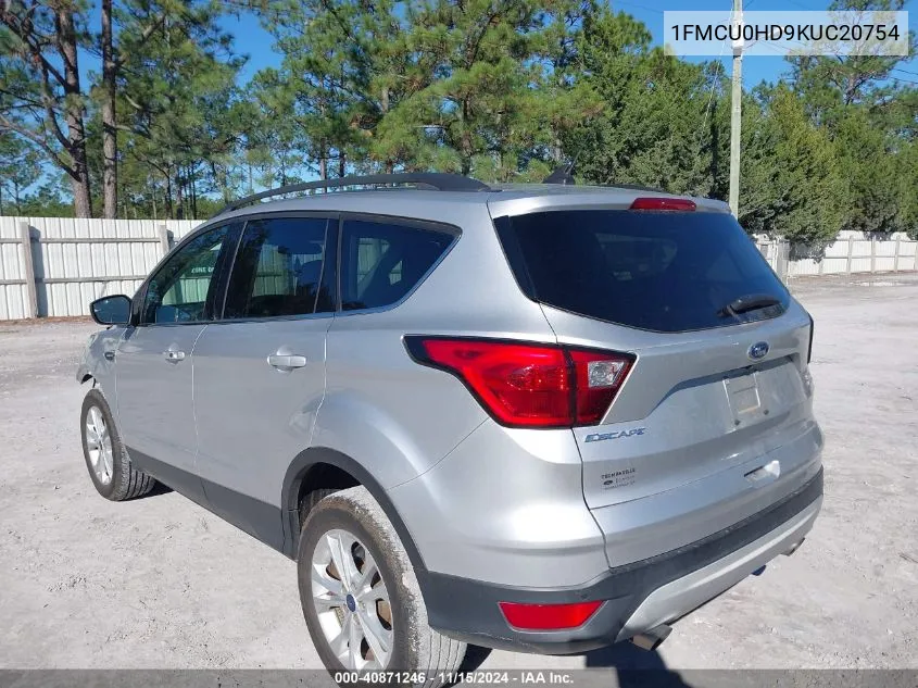 2019 Ford Escape Sel VIN: 1FMCU0HD9KUC20754 Lot: 40871246