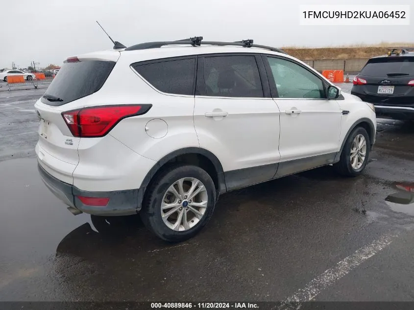 2019 Ford Escape Sel VIN: 1FMCU9HD2KUA06452 Lot: 40889846