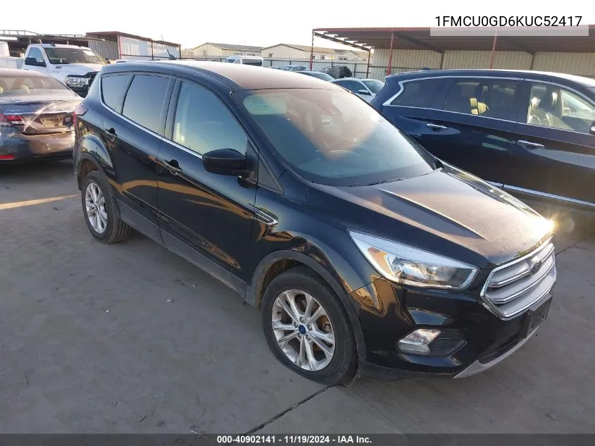 2019 Ford Escape Se VIN: 1FMCU0GD6KUC52417 Lot: 40902141