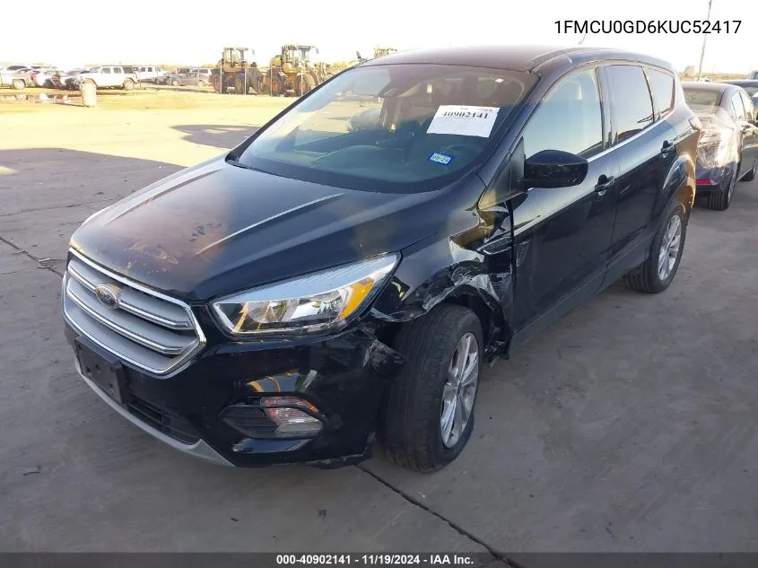 2019 Ford Escape Se VIN: 1FMCU0GD6KUC52417 Lot: 40902141