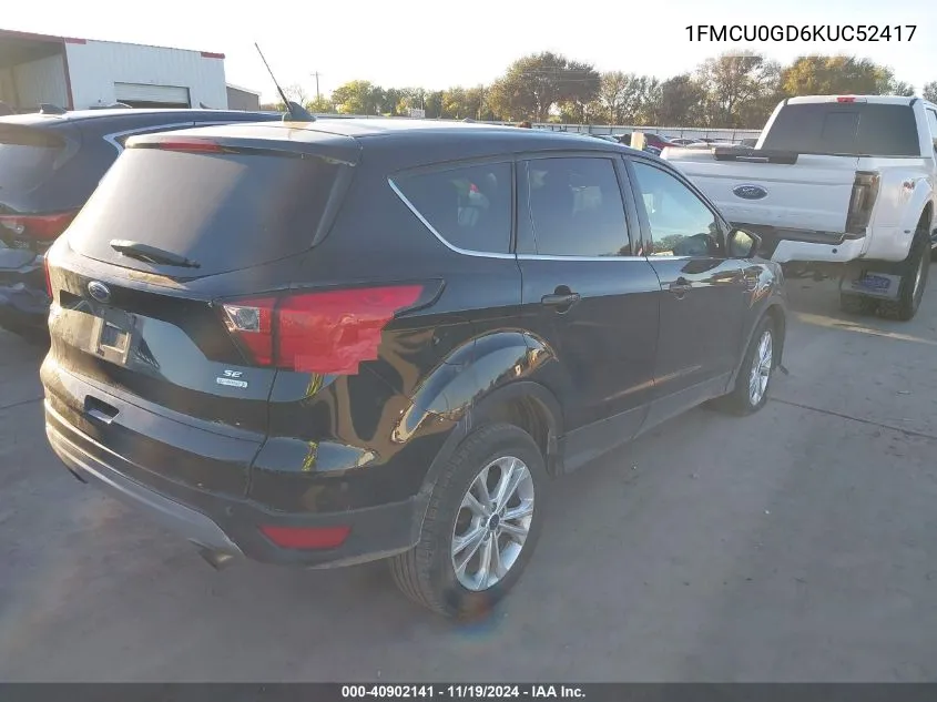 2019 Ford Escape Se VIN: 1FMCU0GD6KUC52417 Lot: 40902141