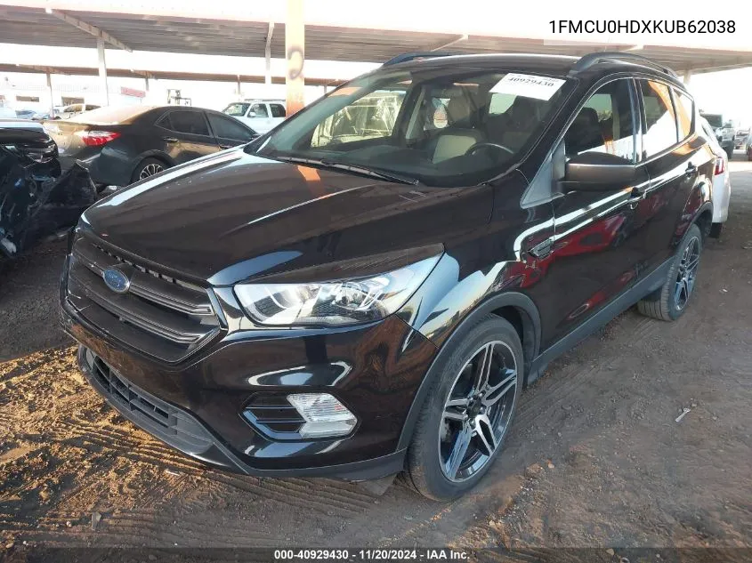 2019 Ford Escape Sel VIN: 1FMCU0HDXKUB62038 Lot: 40929430