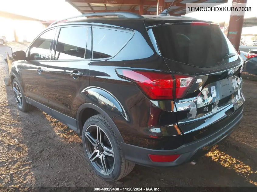 2019 Ford Escape Sel VIN: 1FMCU0HDXKUB62038 Lot: 40929430