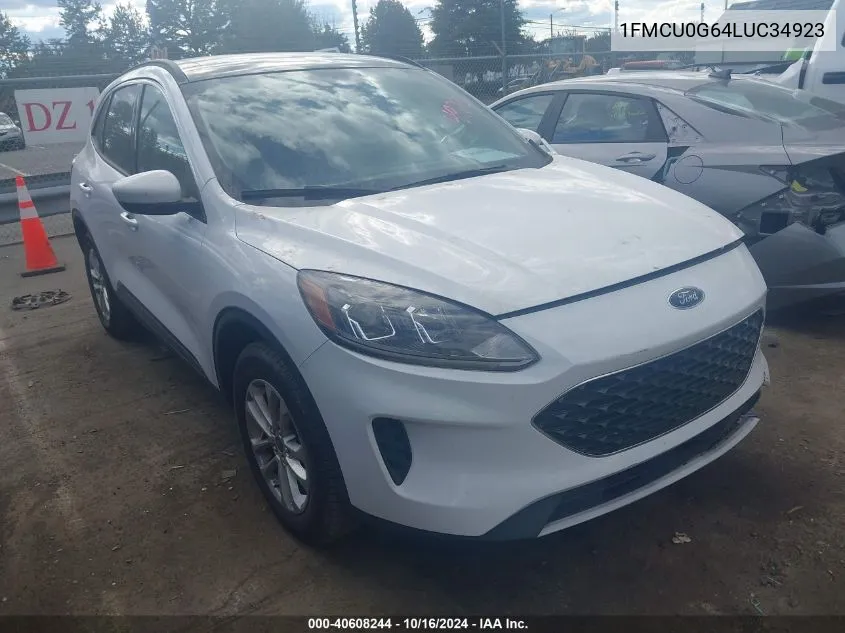 2020 Ford Escape Se VIN: 1FMCU0G64LUC34923 Lot: 40608244