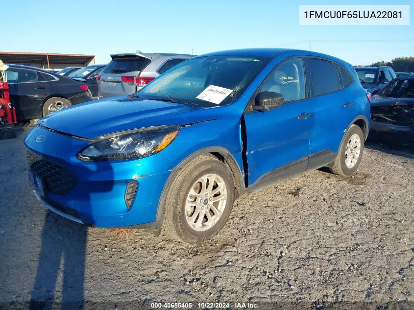 2020 Ford Escape S VIN: 1FMCU0F65LUA22081 Lot: 40655405