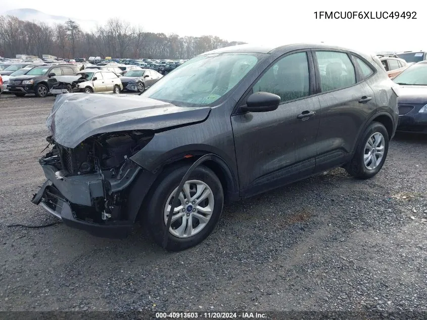 2020 Ford Escape S VIN: 1FMCU0F6XLUC49492 Lot: 40913603