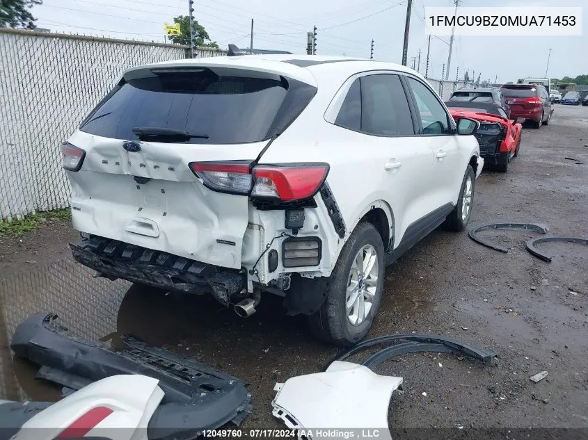 2021 Ford Escape Se VIN: 1FMCU9BZ0MUA71453 Lot: 12049760