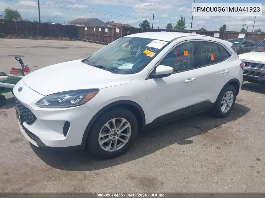 2021 Ford Escape Se VIN: 1FMCU0G61MUA41923 Lot: 39674455