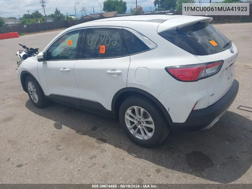 2021 Ford Escape Se VIN: 1FMCU0G61MUA41923 Lot: 39674455