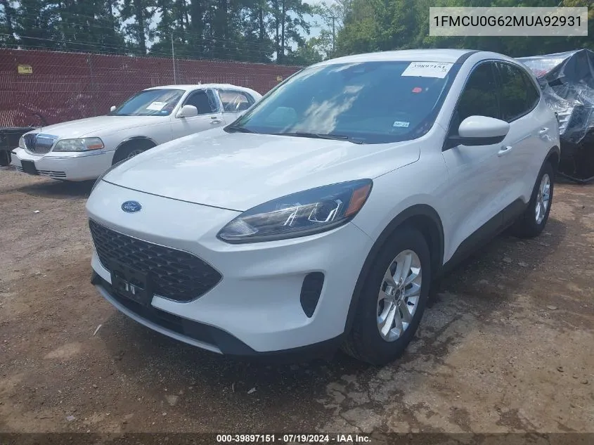 2021 Ford Escape Se VIN: 1FMCU0G62MUA92931 Lot: 39897151