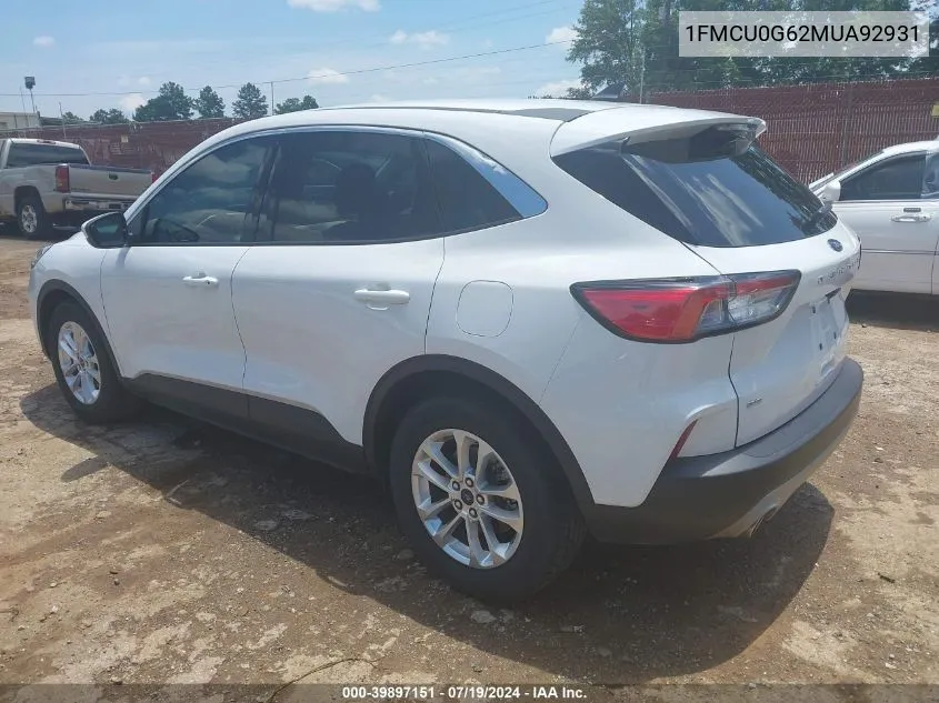 2021 Ford Escape Se VIN: 1FMCU0G62MUA92931 Lot: 39897151