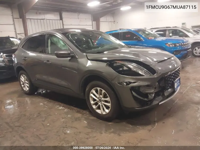 2021 Ford Escape Se VIN: 1FMCU9G67MUA87115 Lot: 39928058