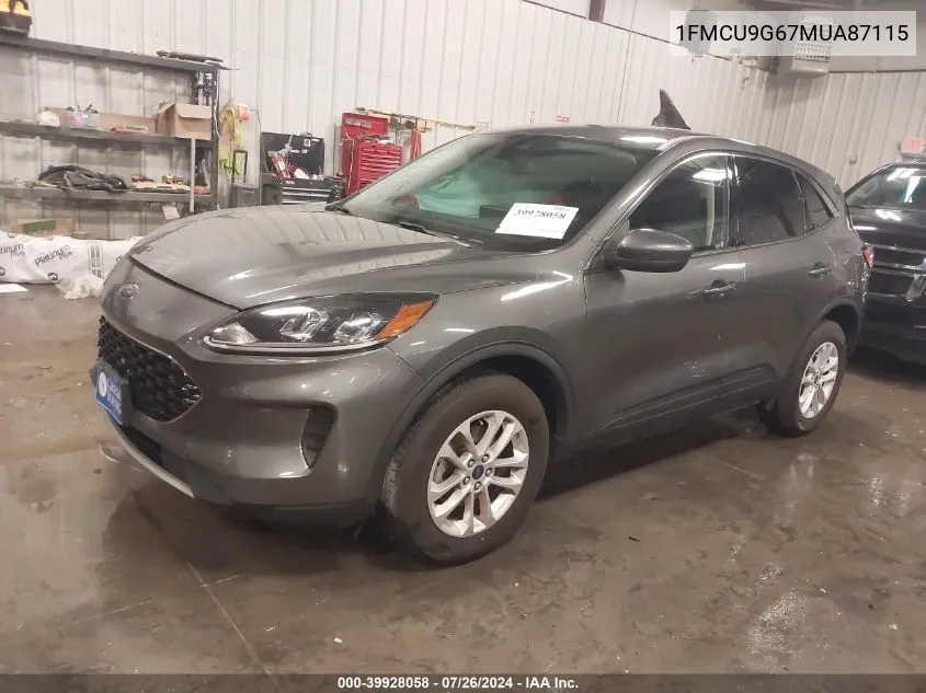 2021 Ford Escape Se VIN: 1FMCU9G67MUA87115 Lot: 39928058