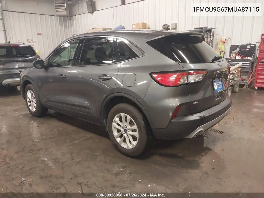 2021 Ford Escape Se VIN: 1FMCU9G67MUA87115 Lot: 39928058