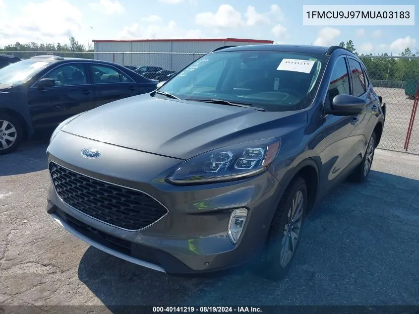 2021 Ford Escape Titanium VIN: 1FMCU9J97MUA03183 Lot: 40141219