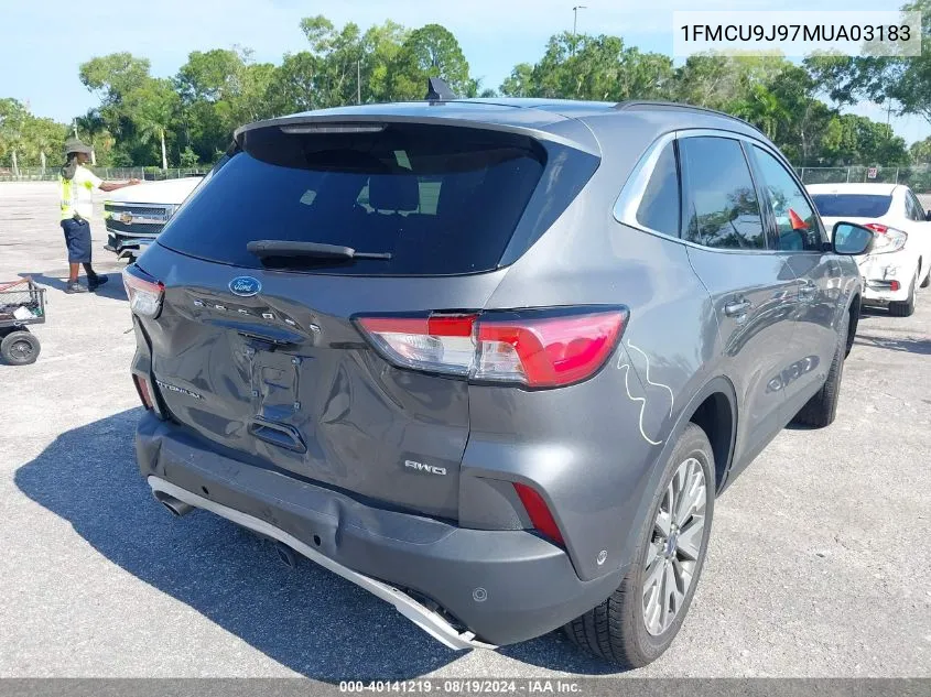 2021 Ford Escape Titanium VIN: 1FMCU9J97MUA03183 Lot: 40141219