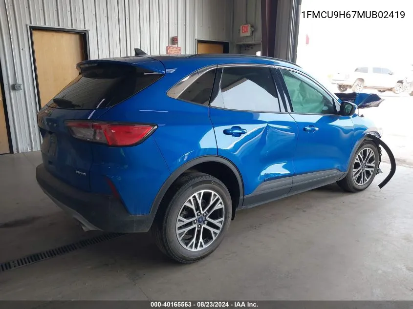 2021 Ford Escape Sel VIN: 1FMCU9H67MUB02419 Lot: 40165563