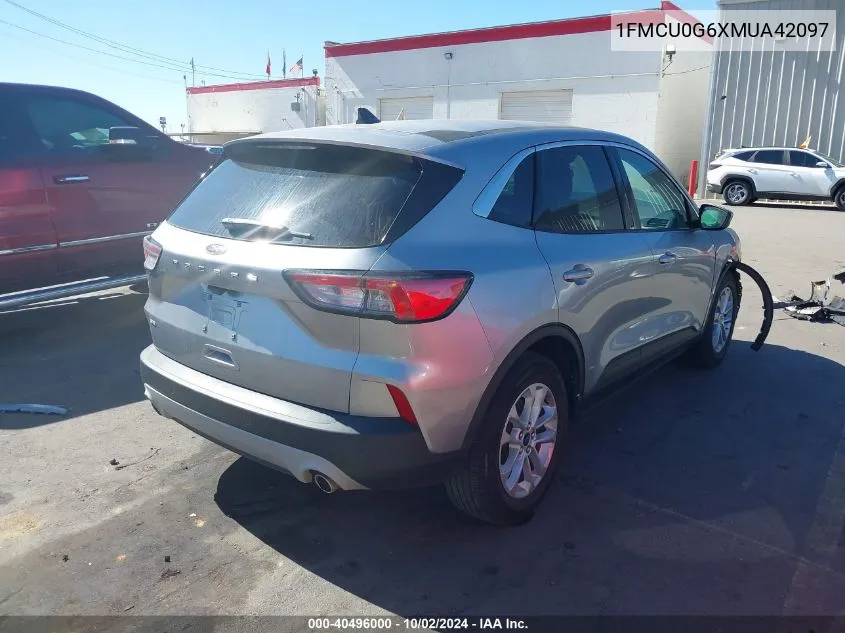 2021 Ford Escape Se VIN: 1FMCU0G6XMUA42097 Lot: 40496000