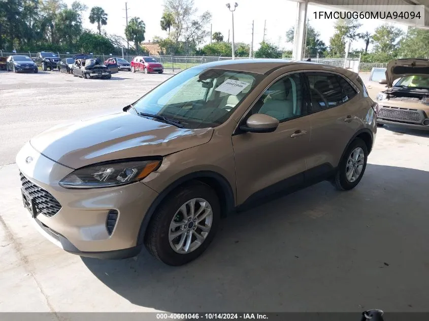 2021 Ford Escape Se VIN: 1FMCU0G60MUA94094 Lot: 40601046