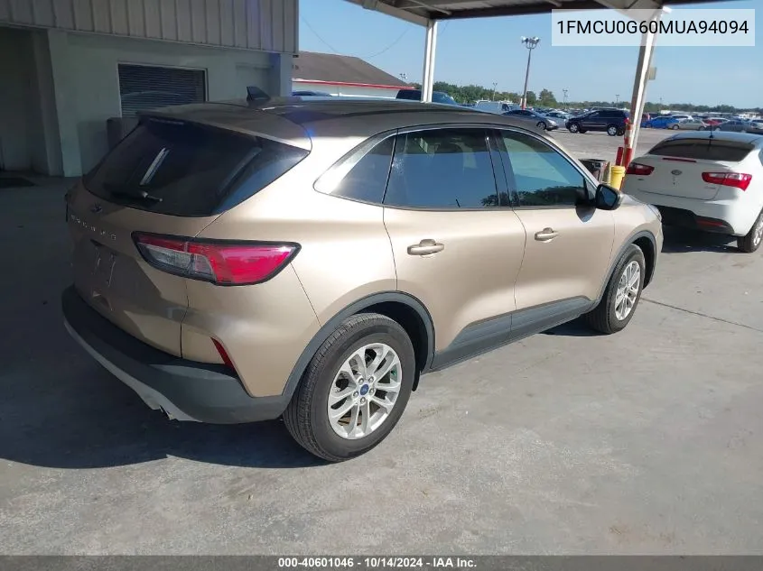 2021 Ford Escape Se VIN: 1FMCU0G60MUA94094 Lot: 40601046