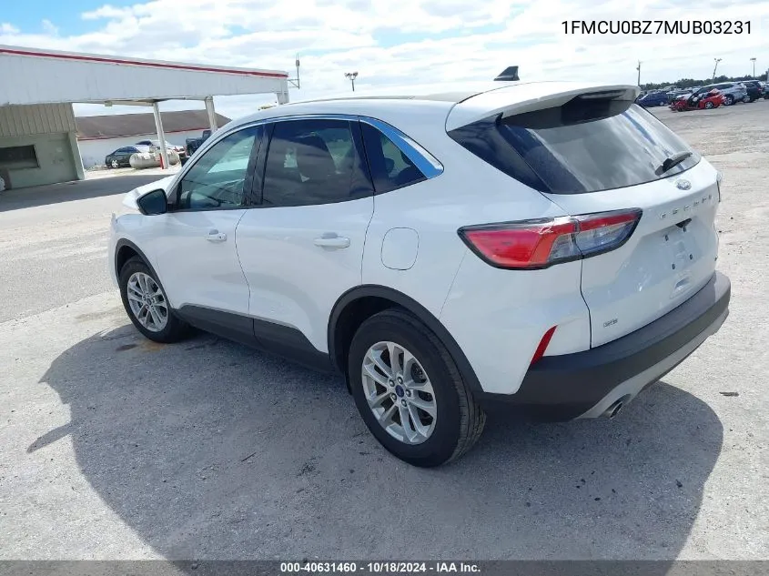 2021 Ford Escape Se Hybrid VIN: 1FMCU0BZ7MUB03231 Lot: 40631460