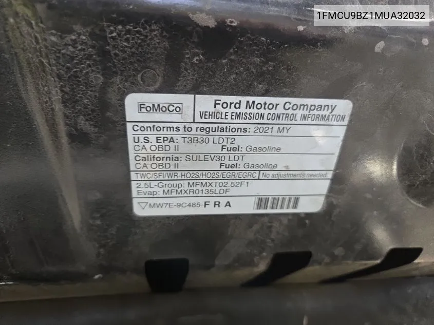 2021 Ford Escape Se Hybrid VIN: 1FMCU9BZ1MUA32032 Lot: 40670142