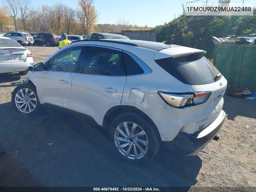 2021 Ford Escape Titanium Hybrid VIN: 1FMCU9DZ9MUA22488 Lot: 40678492