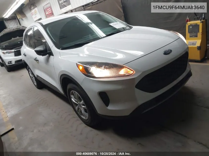 2021 Ford Escape S VIN: 1FMCU9F64MUA83640 Lot: 40689076