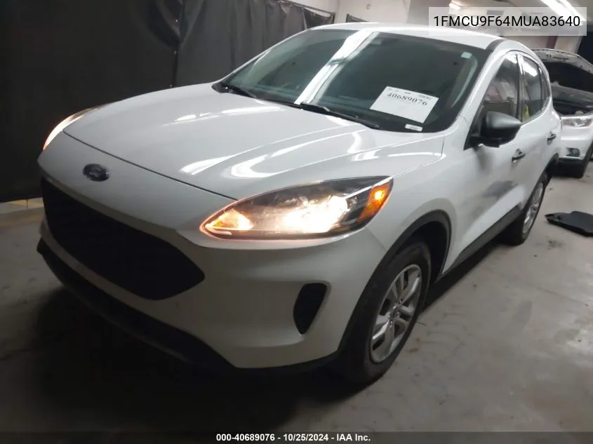 2021 Ford Escape S VIN: 1FMCU9F64MUA83640 Lot: 40689076