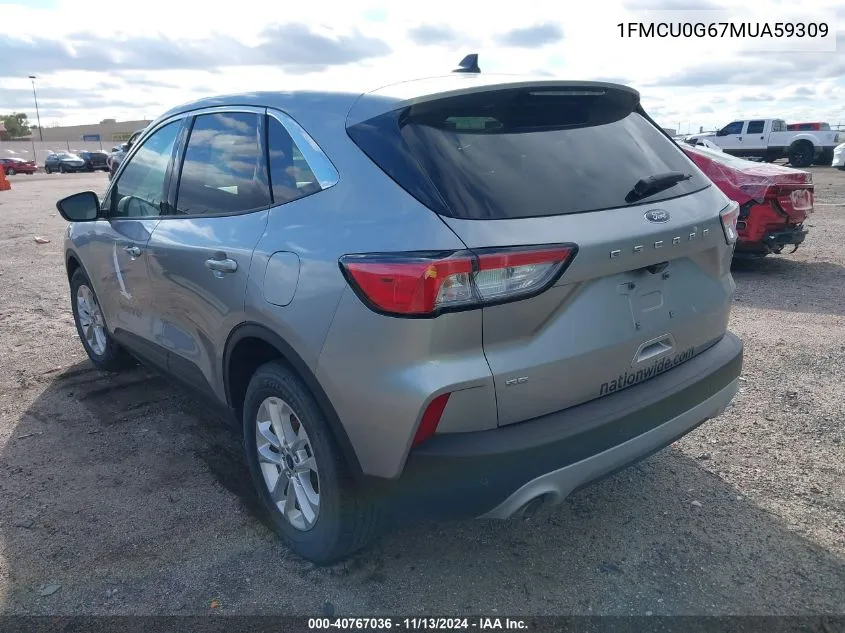 2021 Ford Escape Se VIN: 1FMCU0G67MUA59309 Lot: 40767036