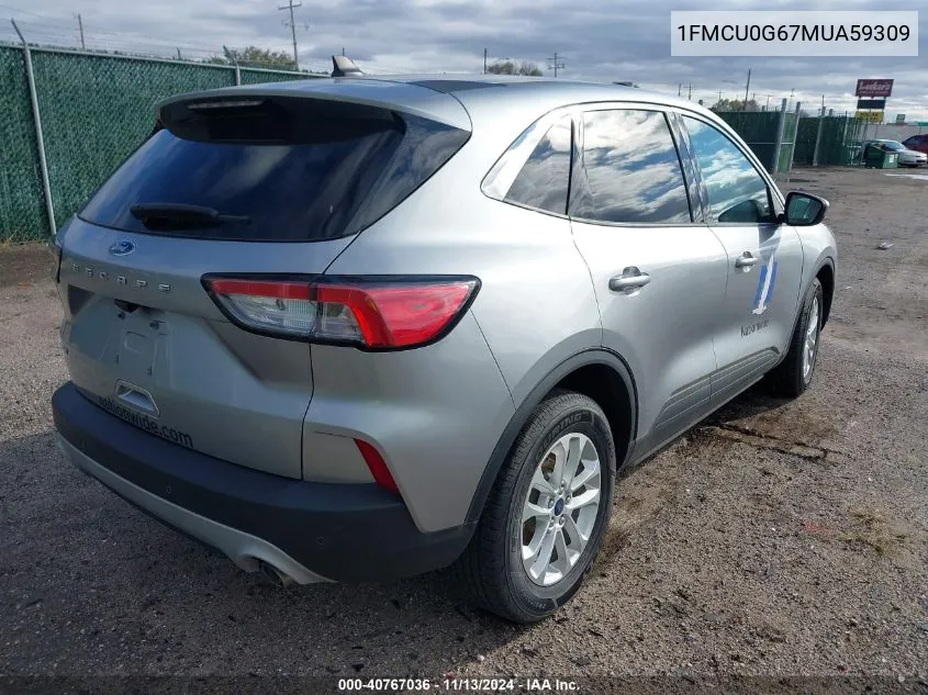 2021 Ford Escape Se VIN: 1FMCU0G67MUA59309 Lot: 40767036