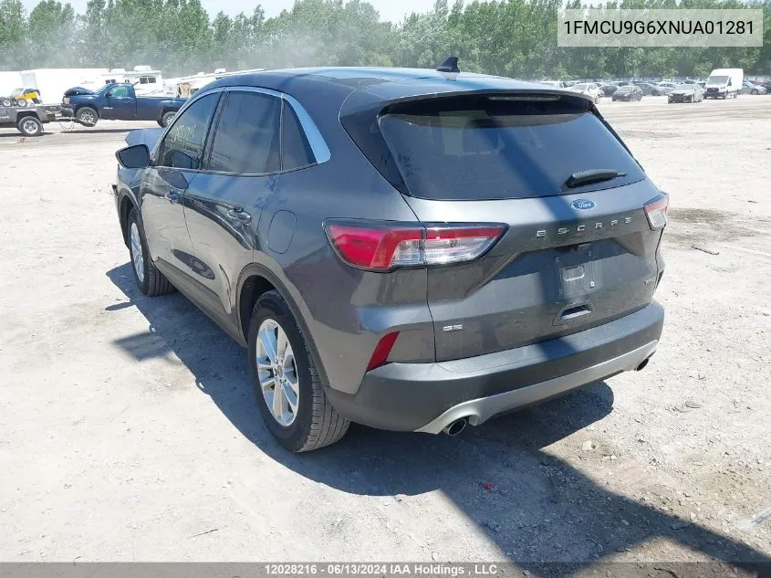 2022 Ford Escape Se VIN: 1FMCU9G6XNUA01281 Lot: 12028216