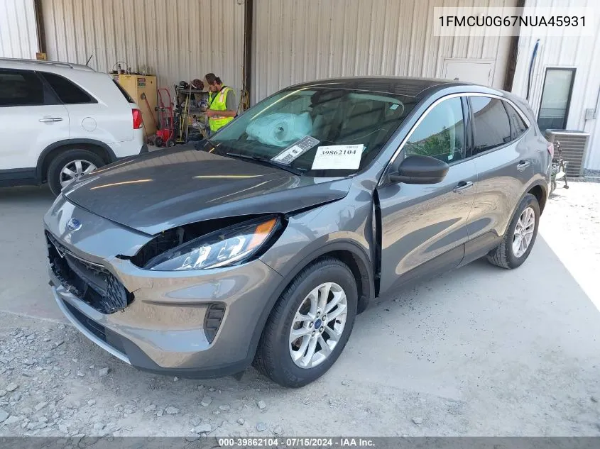 2022 Ford Escape Se VIN: 1FMCU0G67NUA45931 Lot: 39862104